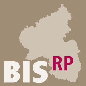 Umrisse von Rheinland-Pfalz mit Schriftzug "BIS RP"