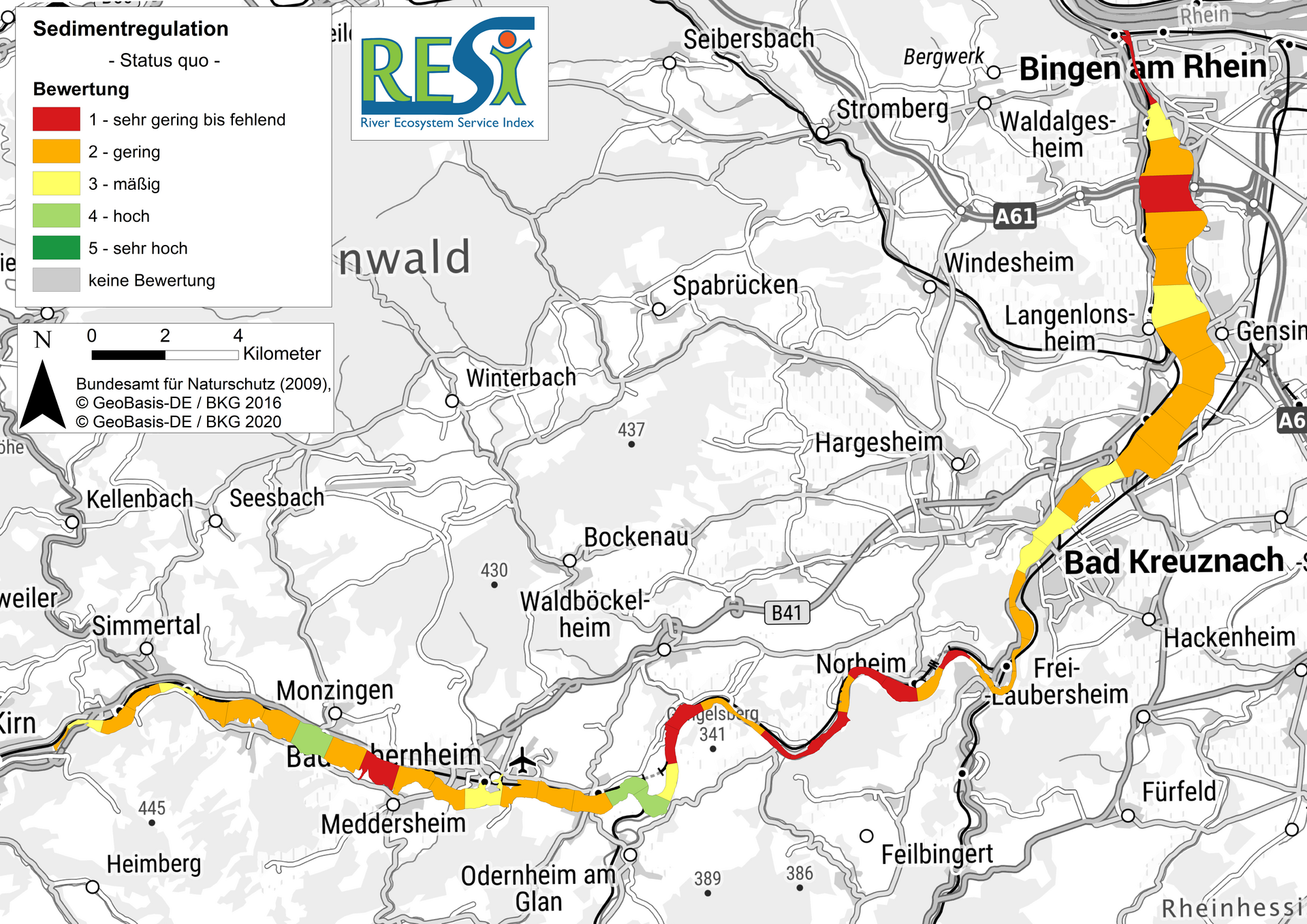 Kartenausschnitt zeigt Folgen der Sedimentregulation