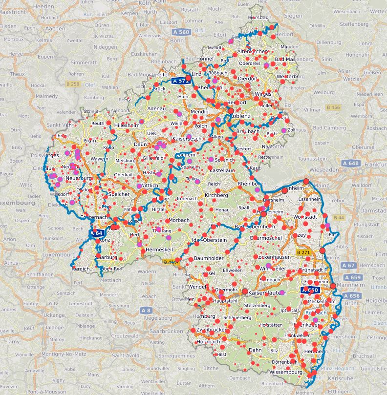 Screenshot aus der interaktiven Karte WRRL. Durch Anklickend des Screenshots wird die interaktive Karte in einem neuen Tab geöffnet.